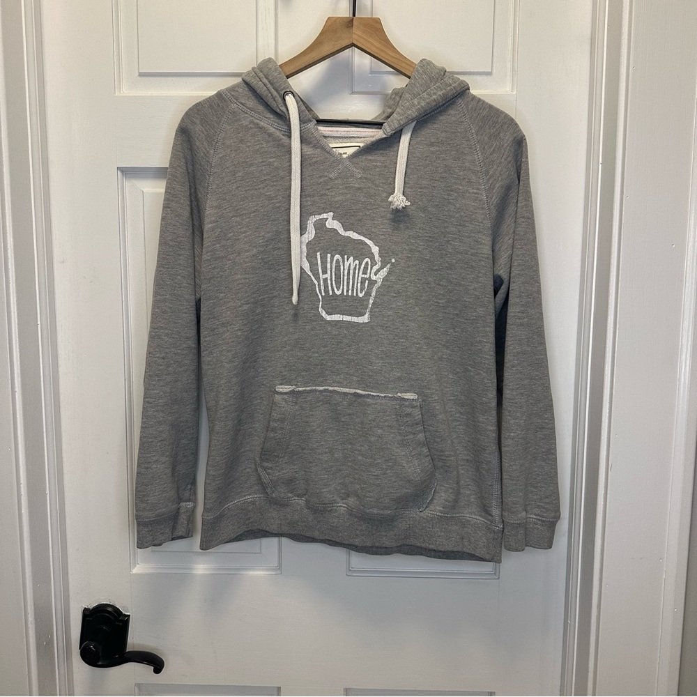 J. America‎ Women’s Medium Gray Hoodie with Wisconsin ‘Home' Graphic